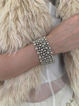 Silver balls wide band bangle