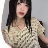 Aboy パンチングネット半袖ニット