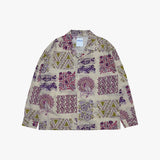 ethnic paisley open collar shirt_purple
