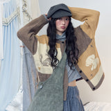 Preppy Animal Jacquard Knit Cardigan