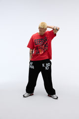 Weekend warrior typography printing long pants (Black)