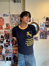 ユニコーンタイポリンガークロップショートスリーブ Navy