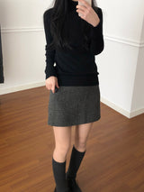 Ground checkered wool skirt (2 colors)