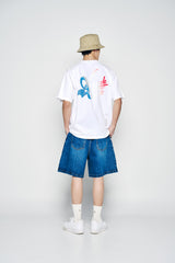 25SS ワイドベーシックデニムショートパンツ ブルー