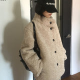 ハフェウールスエードボタンハーフコートファージャケット