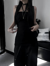 halter strap slit layered one piece (2color)