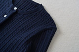 Basic Cable Round Neck Cardigan