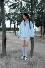 Skyblue button hoodie