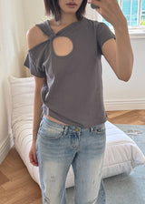 TWIST HOLE HALF TEE (4color)