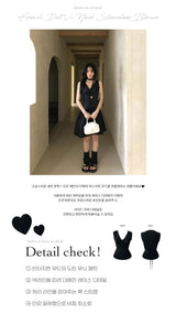 French Dot V-Neck Sleeveless Blouse