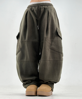(VELVET + DOUBLE-FACED FLEECE💎🧸/ BALLOON FIT + FULL ELASTIC♥) ユニークパンツ ダイアゴナルカーゴ