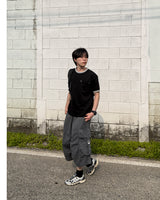Ribbon Contrast Pocket Cropped Short Sleeve