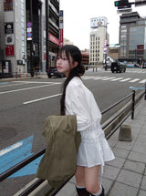 Miao Banding Strap Layered Mini Long Sleeve One Piece