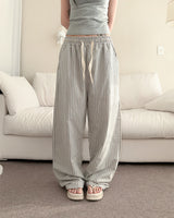 [Unisex/Summer Pants] レブリネンストライプ バンディングパンツ (4 colors)