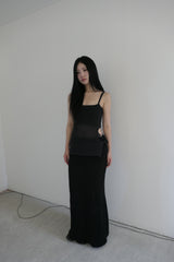 リボンマキシスカート(black)