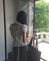 Arring Halter Shirring Puff Laced Blouse