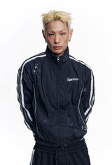 Dirty Nylon Piping Track Jacket - Black