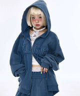 Destroyed YEGG Hoodie Blue