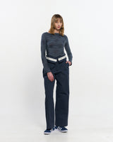 フォールドオーバーワイドスラックス _ NAVY