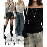 リーンシャーリングアンバランスロングスリーブTシャツ