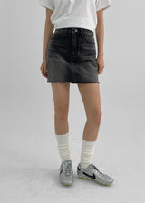 [B-DENIM] CUTTING MINI SKIRT 030
