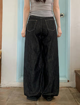 Non-Fade Stitch Wide Denim Pants (2color)