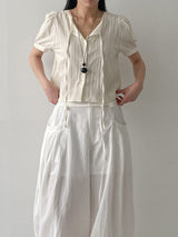 Lace Strap Short Sleeve Blouse