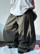 KOREAN/KEYRING 🤎 KEYRING BELT BALLOON WIDE COTTON LONG PANTS 🤎💚💛🖤 - 5 COLORS