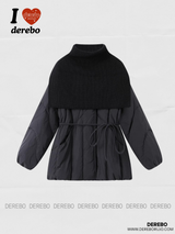 Neck warmer scarf layered half-down jacket