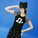 Cat Ear Star Beanie - BLACK
