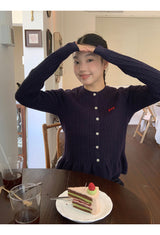 ツイステッドフリルニットロングスリーブカーディガン