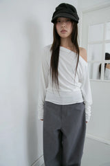 slim raglan off-shoulder top(4colors)