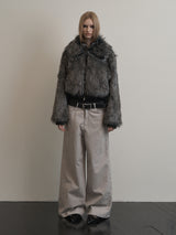 FUR SHORT JACKET CHARCOAL