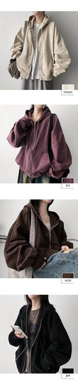 Something Pigment Two Way Hooded Zip-Up