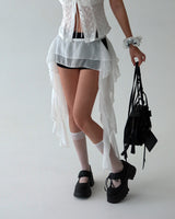 a bean button punching bustier blouse