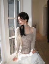 BN Check Frill Bustier + Cardigan + Tie Set (3color)