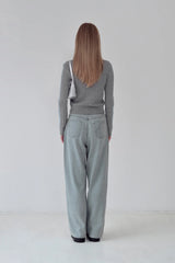 KIRSH PLAIN LINE POINT CABLE KNIT - GRAY 