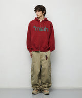 mah CUT OFF APPLIQUE ZIP-UP HOODIE_BURGUNDY