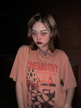 デザインセンスプリントルーズショートスリーブTシャツ