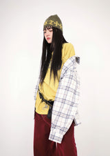 (UNISEX)ナーディーオーバーサイズチェックシャツ