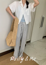 striped banding pants