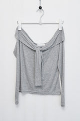 Off-Shoulder Tie Sleeve (Gray)