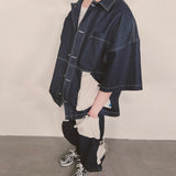 reverse terry pocket denim shortsleeve shirt_blue