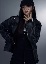 Noir Sudded Leather Jacket