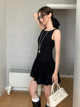 Black lace flare sleeveless dress