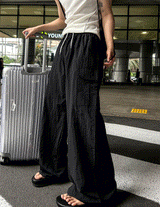 nylon cargo string pants