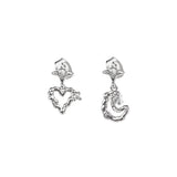 Unbalanced Heart Moon Earrings
