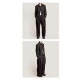 WIDE FIT TWO-TUCK PLEATS SWEAT PANTS_BLACK 起毛 