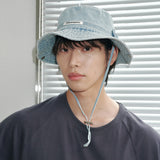 ベルトデニム ウォッシュドサファリハット (Light Blue Denim )