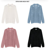 Open Collar Mesh Knit